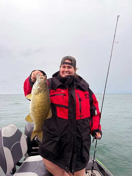 Young lady with big smallmouth bass img1122